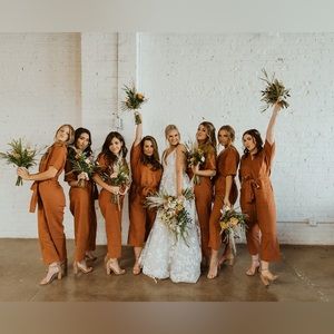 Orange Linen Jumper with Tie Detail